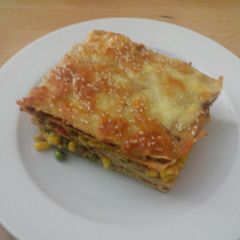 A picture of Low- histamine vegetable and cheese pancakes lasagna.