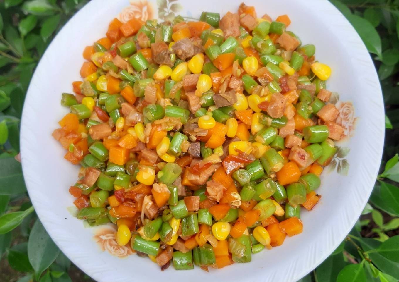 Tumis jagung, wortel, buncis