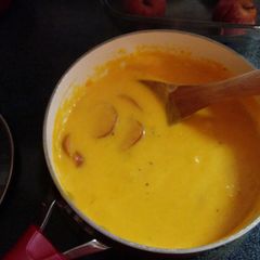 A picture of Butternut Squash Soup with Chicken or a Mild Sausage.