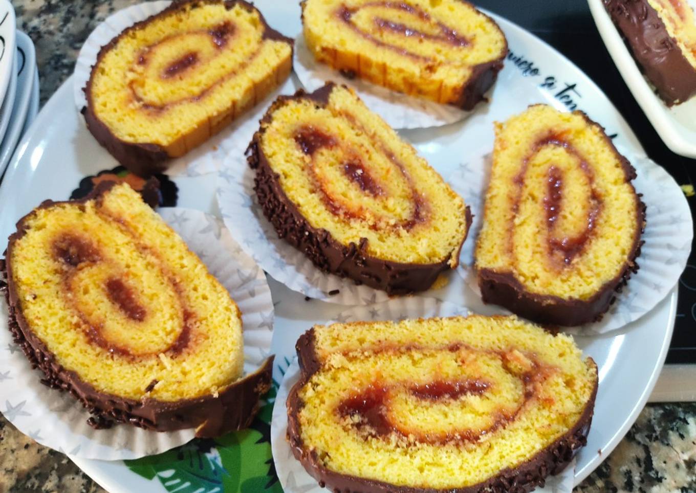 Tronco de mermelada y chocolate