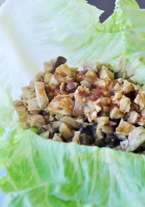A picture of asian lettuce wraps.
