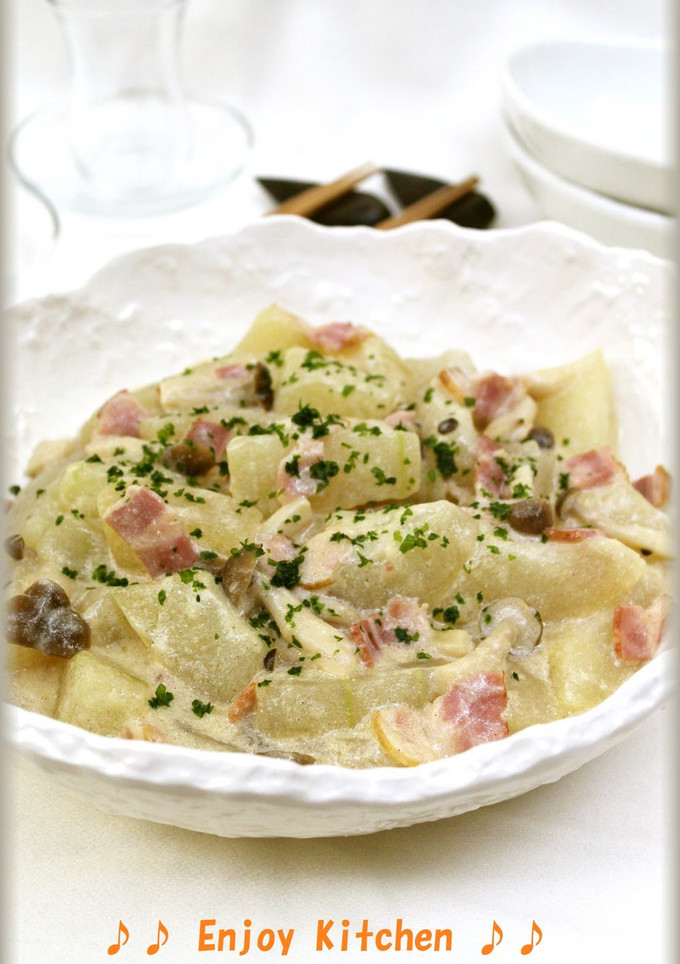 A picture of Bacon and Winter Melon in Cream Sauce.
