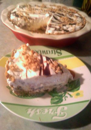 A picture of cordial cherries cream cheese pie.