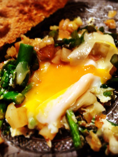 A picture of Asparagus Parmesan Sunny Side Eggs.