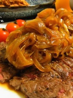 A picture of Bistro Beef Steak with Onion Sauce.