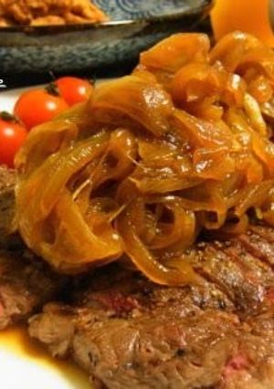 A picture of Bistro Beef Steak with Onion Sauce.