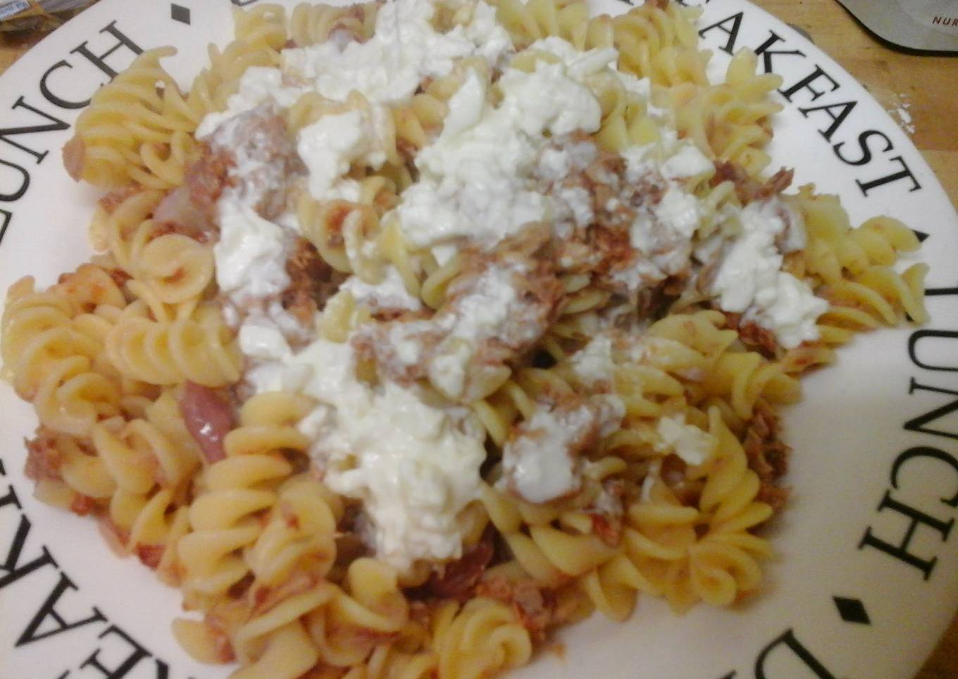 Ermgard pasta with bacon and tuna