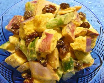 Best Recipe Curry Mayonnaise Salad with Raisins and Asian Sweet Potatoes Delicious Steady