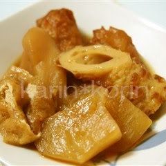 A picture of Easy Simmered Turnips, Abura-age, and Chikuwa.