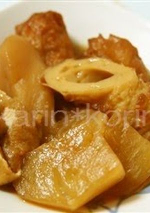 A picture of Easy Simmered Turnips, Abura-age, and Chikuwa.