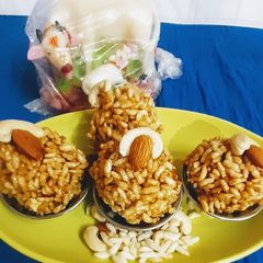 A picture of Murmura Jaggery Ladoo.