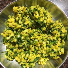 A picture of Methi in moong dal.