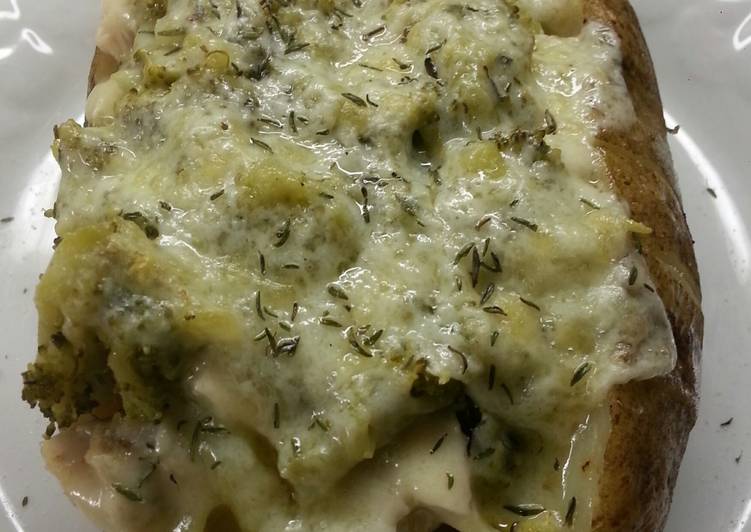 Step-by-Step Guide to Make Tasty Turkey, Broccoli and Havarti Cheese Topped Baked Potato