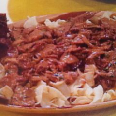 Braised beef and noodles A picture of Braised beef and noodles.