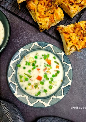 A picture of Cream of Vegetable Soup.