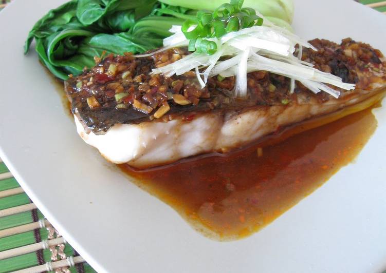 Hong Kong Style Steamed White Fish with Douchijiang, Spicy Black Bean Sauce