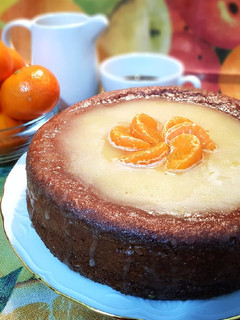 Una foto de Bizcocho de mandarina y plátano