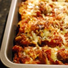 A picture of Vegetarian Lasagna with Aubergine and Zucchini.