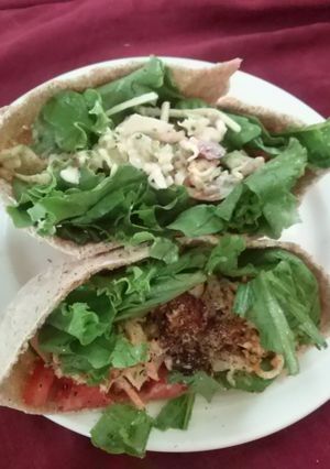 A picture of Dean's Simple Maryland Style Crab Crunch Salad Pita Pocket.