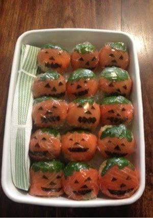 A picture of Sushi Balls Halloween For a Potluck.