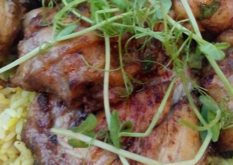 Recipe of Homemade Lemon and herb chicken on a bed of rice