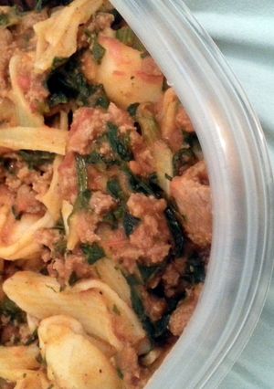 A picture of Gluten free vodka sauce tortellini.