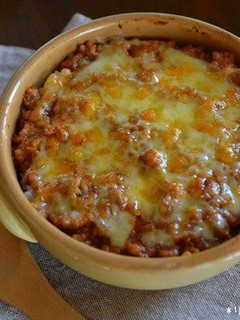 A picture of Meat Sauce Doria (Rice Gratin) with Leftovers.
