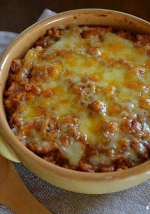A picture of Meat Sauce Doria (Rice Gratin) with Leftovers.