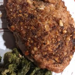 A picture of Pecan and Onion Crusted Pork Chops.