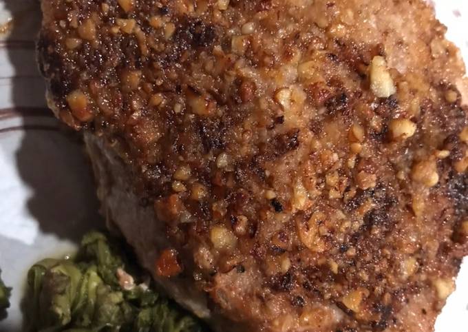 Pecan and Onion Crusted Pork Chops