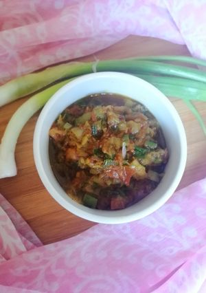 A picture of Quick green onion sabji.