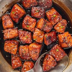 A picture of Air fryer salmon bites.