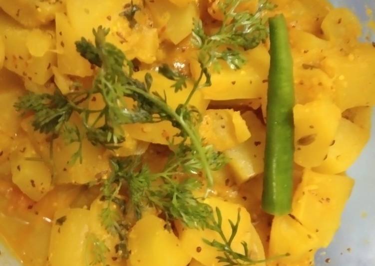 Recipe of Favorite Sorse Kaccha Pepper Tarkari / Raw papaya with Mustard Seed Paste