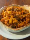 Guiso de arroz en plato de masa!