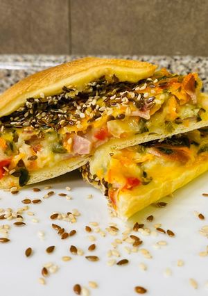 Una foto de Tarta de verduras y jamón