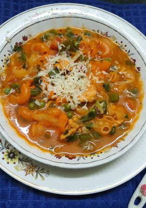 A picture of Italian Chicken Minestrone Soup.