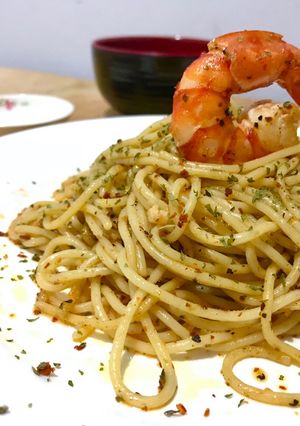 Foto resep Aglio e Olio Spicy Prawn