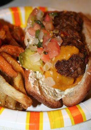 A picture of Cheesy Grilled Santa Fe Burger Dogs.