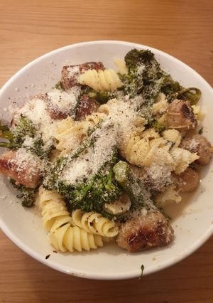 A picture of Sausage and Broccoli Pasta.