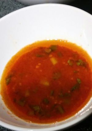 A picture of Hot Sriracha Oil Dipping Sauce for hot pot.