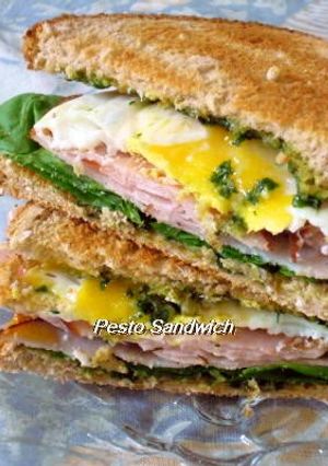 A picture of Sandwiches with Pesto Spread.
