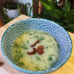 Caldo Verde com Chouriço (Portuguese Collard Green Soup) A picture of Caldo Verde com Chouriço (Portuguese Collard Green Soup).