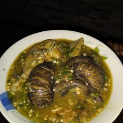 White Okro with fresh fish and snail A picture of White Okro with fresh fish and snail.