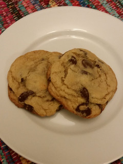 A picture of Big & chewy chocolate chip cookies.
