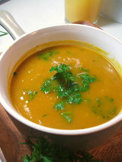 A picture of Aromatic Roasted Root Vegetable Soup.