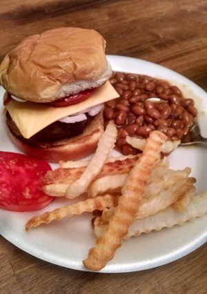 A picture of Tasty cheeseburger.