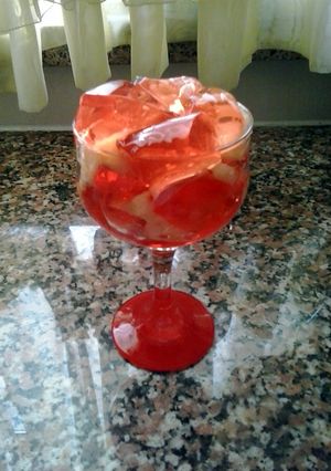 A picture of jelly with pineapple.