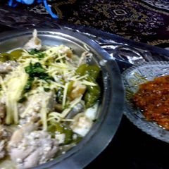 A picture of White Karahia with Indian Salsa.