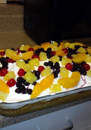 A picture of tres leches cake.