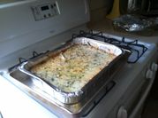 A picture of baked chicken orzo